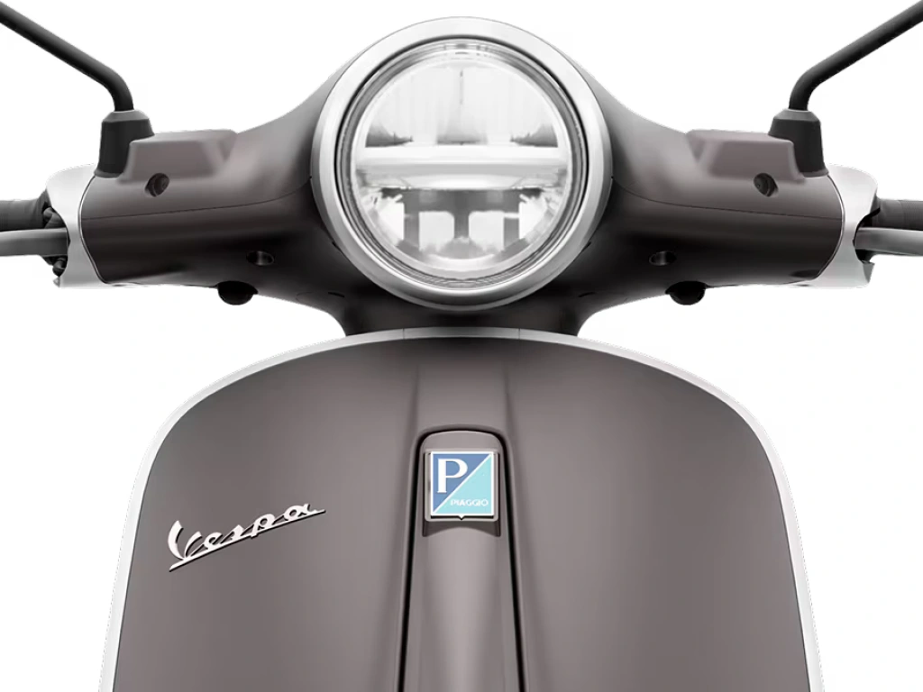 Vespa Primavera Tech 125 Grau Ottimista matt Detail Scheinwerfer