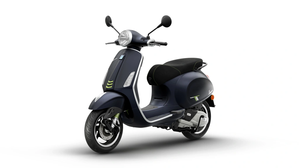 Vespa Primavera Tech 150 Blau Energico Vorne links