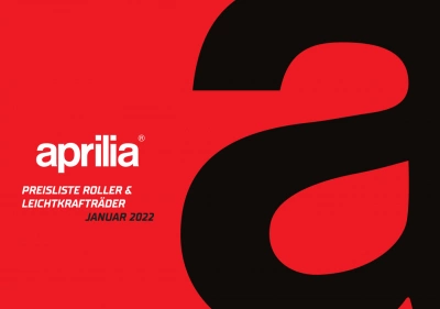Neue Aprilia Motorroller & Leichtkrafträder Preisliste Januar 2022