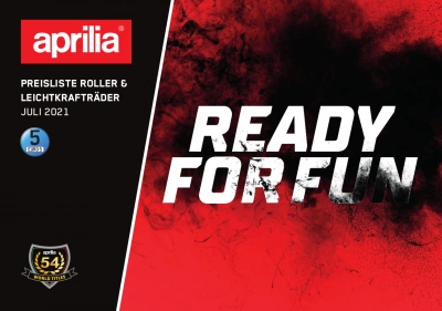 Neue Preisliste Aprilia Motorroller und Leichtkrafträder Juli 2021